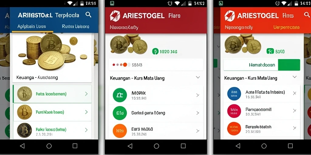 Tampilan antarmuka utama aplikasi ARIESTOGEL untuk Kurs Mata Uang.