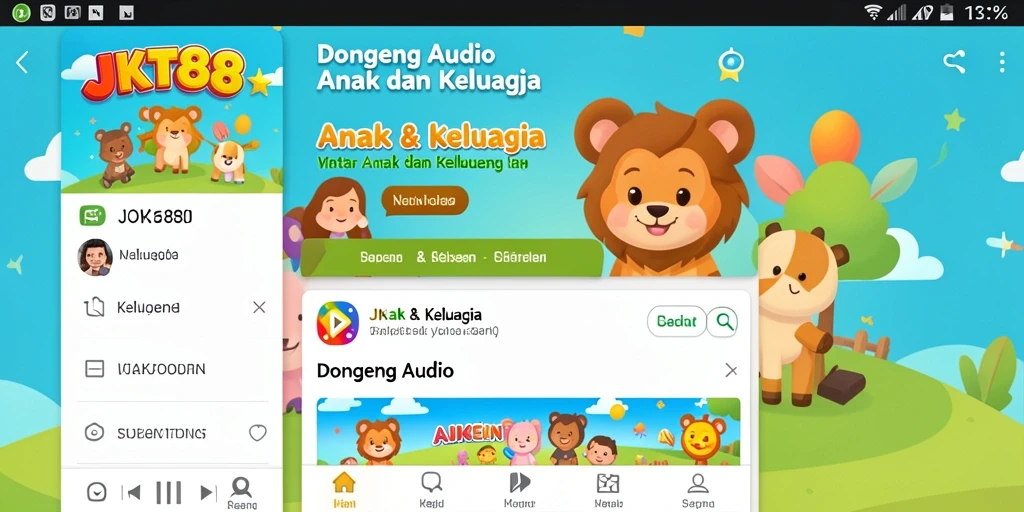 Tampilan antarmuka aplikasi JKT88 yang ramah anak dan menarik.