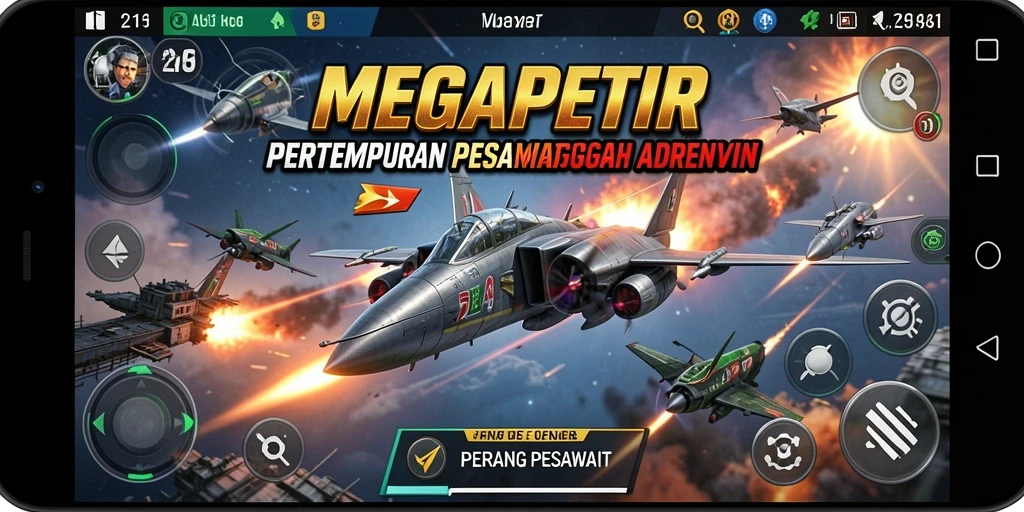 Antarmuka permainan <strong>MEGAPETIR</strong> yang dinamis dan penuh aksi.