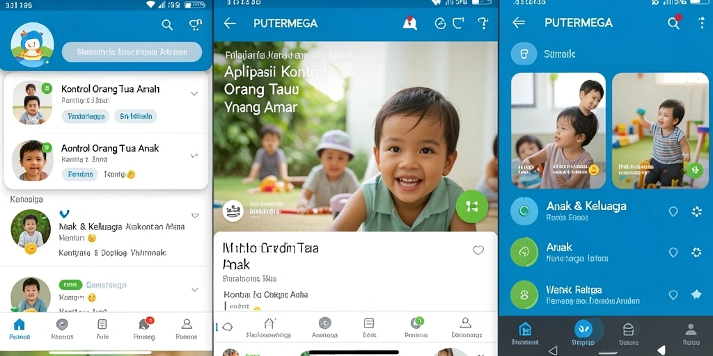 Screenshot utama PUTERMEGA menunjukkan fitur kontrol orang tua yang mudah digunakan.