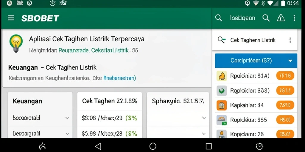 Screenshot antarmuka utama SBOBET menampilkan fungsi cek tagihan listrik.