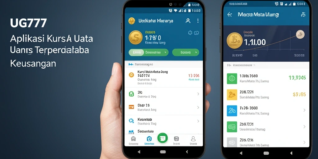 Tampilan antarmuka aplikasi UG777 untuk kurs mata uang.