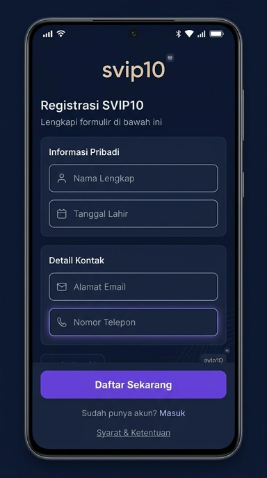 Tampilan halaman daftar svip10