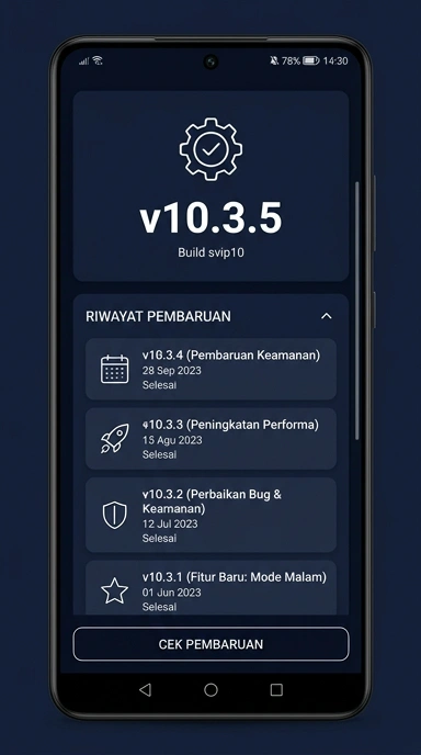 Tampilan riwayat versi svip10